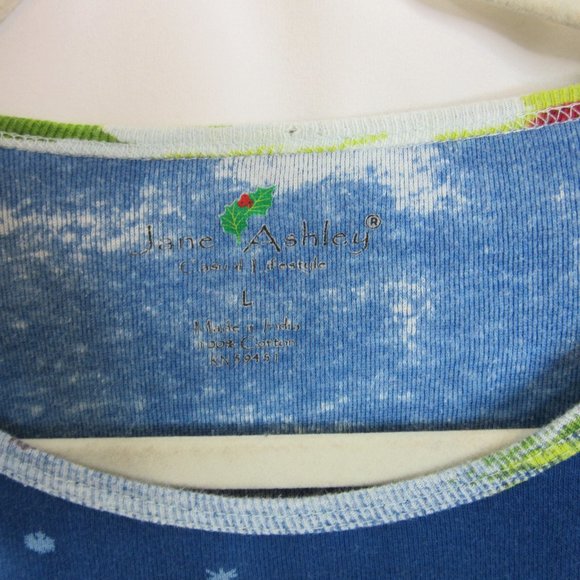 Jane Ashley Christmas Holiday Sweater Blouse Snowman Sled Beaded Size Large - Picture 5 of 11
